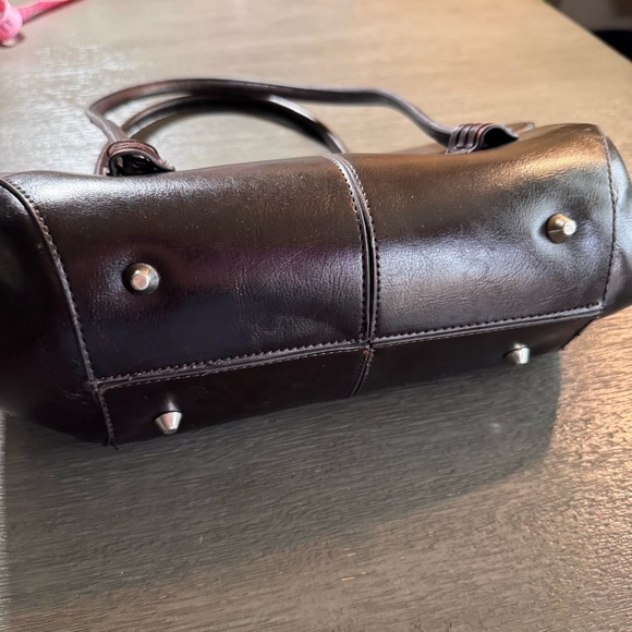 Vintage Baguette Purse Cherry Black Red Leather Shoulder Bag - Picture 3 of 12